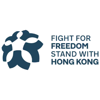 Stand with Hong Kong | Whitehouse Communications Logo showing a blue circular emblem of six stylized people holding hands, beside the text 'Fight for Freedom Stand with Hong Kong'