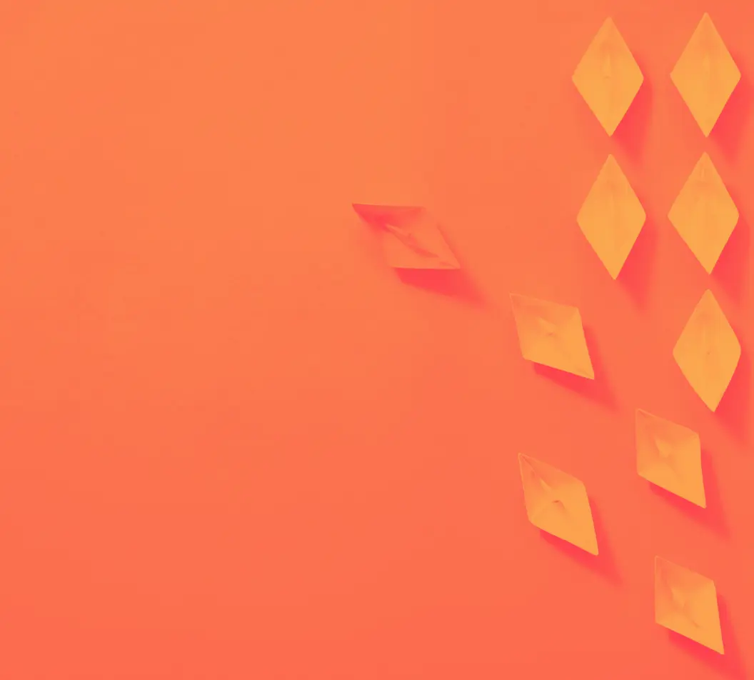 iStock-1180936850-22x | Whitehouse Communications Orange wall with yellow sticky notes arranged in a diagonal grid on the right side of the image.