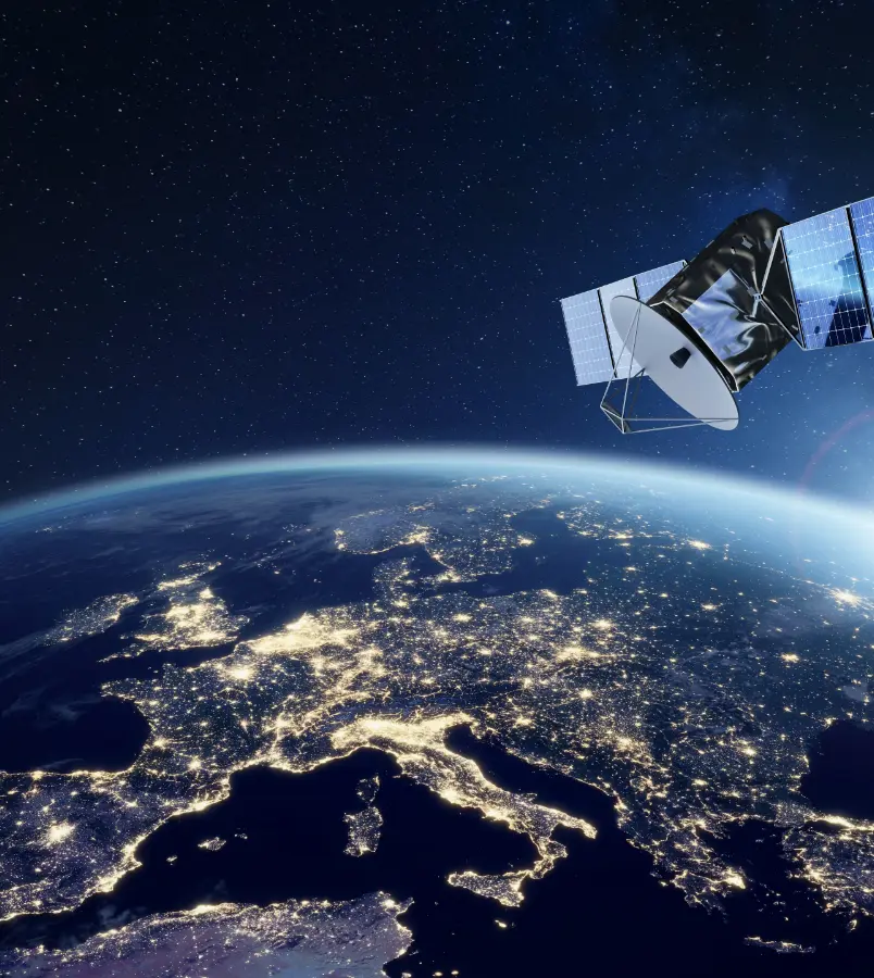 pip-shutterstock_2375569273-preview | Whitehouse Communications Satellite over nighttime Earth